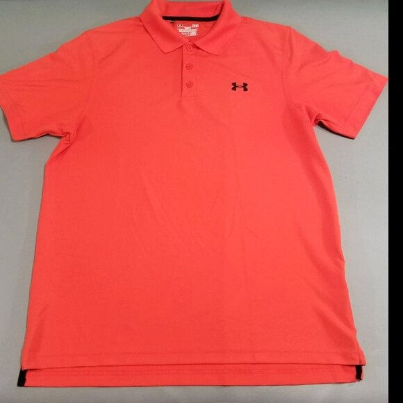 Under Armour   Men's Size "L"  Active  Polyester Golf Polo Shirt - Orange - Picture 1 of 9